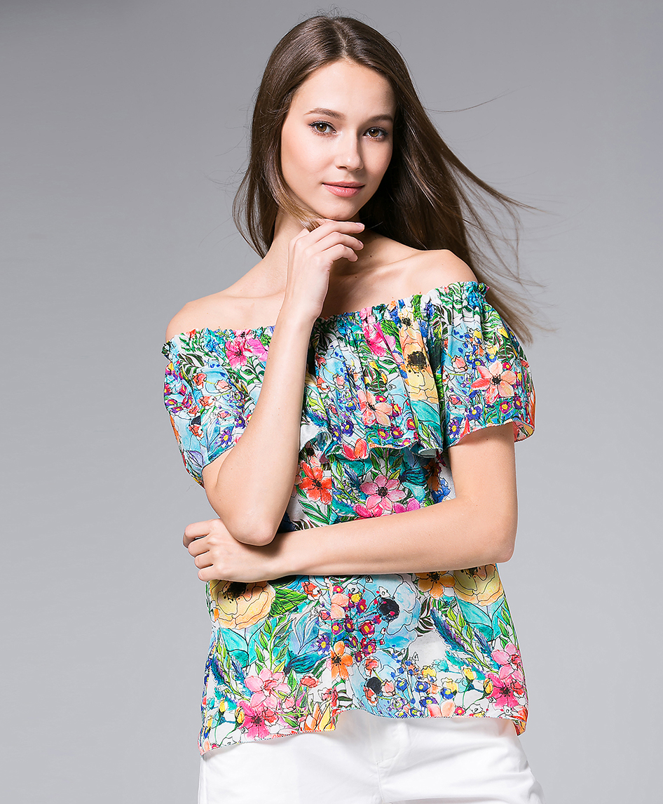 Tops - Flowers Printed silk crepe top